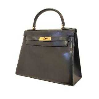 Hermès Kelly Sellier 28 Box Noir Vintage