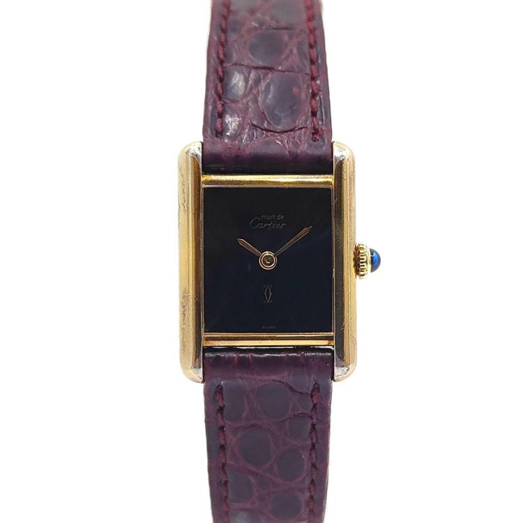 Cartier Tank Vermeil Lady Manual Black Dial