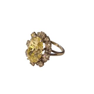 Bague Or Blanc 18ct Diamant Jaune