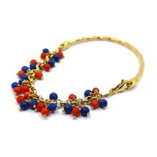 Bracelet Or Jaune 18k Corail & Lapis Lazuli