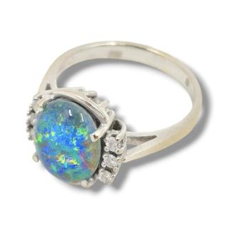 Bague Opale Or Blanc