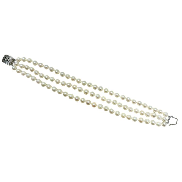 Bracelet de Perles et Or blanc