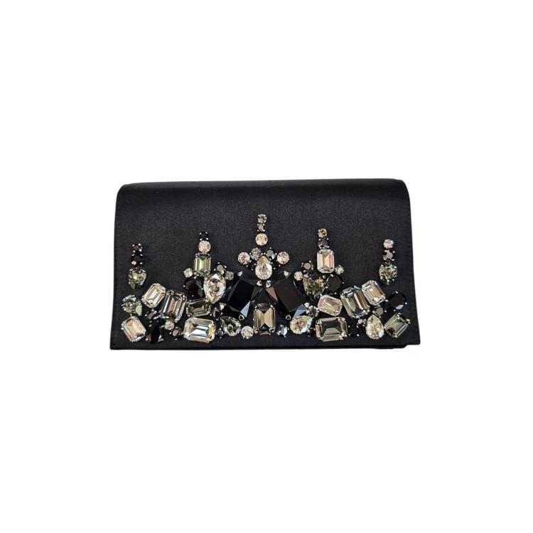 Pochette de Soirée Prada Black Satin Crystal