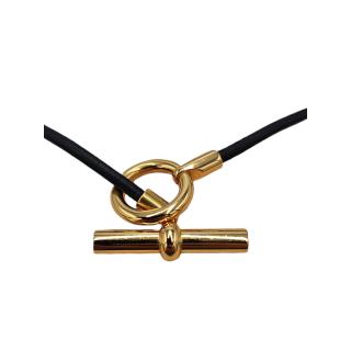 Hermes Collier Glénan Cuir Noir