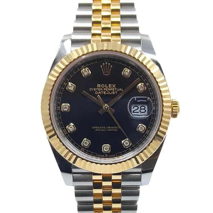 Rolex DateJust 41 Two Tone Black Diamond Dial