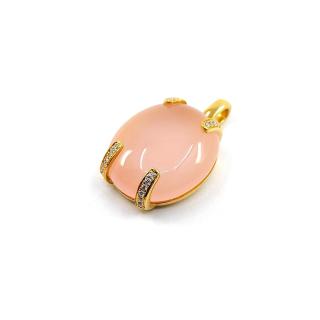 Pendentif Omega or rose 18k quartz rose & diamants