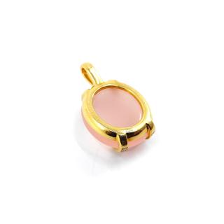 Pendentif Omega or rose 18k quartz rose & diamants