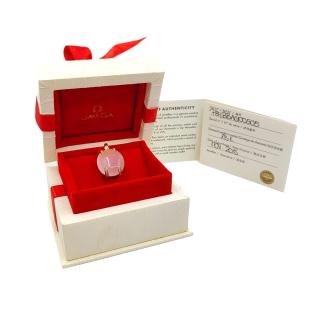 Pendentif Omega or rose 18k quartz rose & diamants