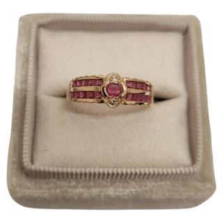 Bague Or 18k Diamants et Rubis