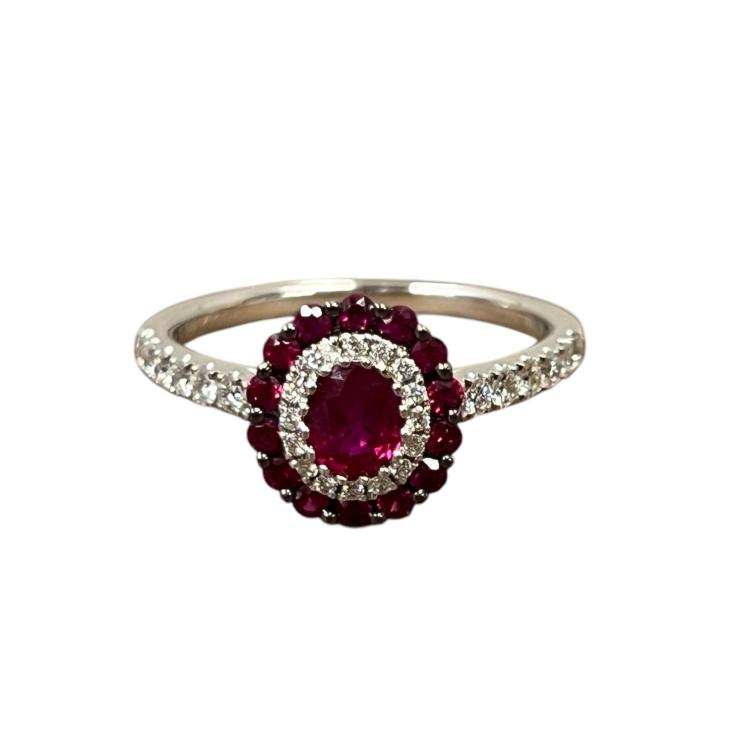 Bague Or Blanc Rubis et Diamants