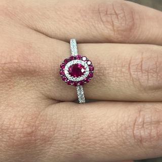 Bague Or Blanc Rubis et Diamants