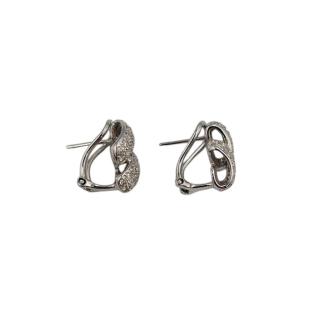 Boucles D' Oreilles Or Blanc 18 Ct et Diamants