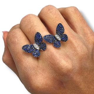 Bague Papillon Or 18 Ct Diamants et Saphirs