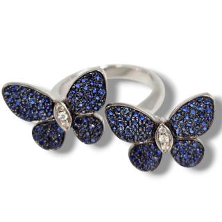 Bague Papillon Or 18 Ct Diamants et Saphirs