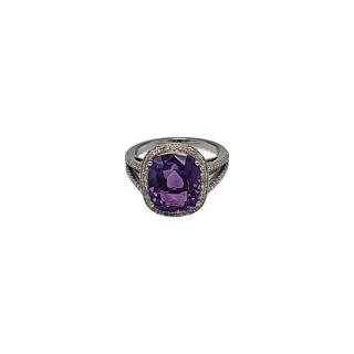 Bague Or Blanc 18 Ct Amethyste et Diamants