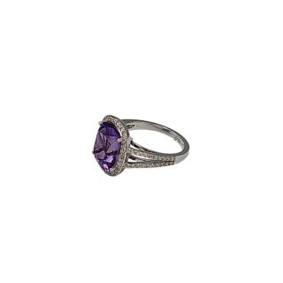 Bague Or Blanc 18 Ct Amethyste et Diamants