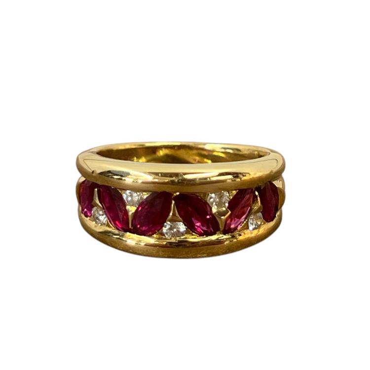 Bague Or Jaune Rubis et Diamants