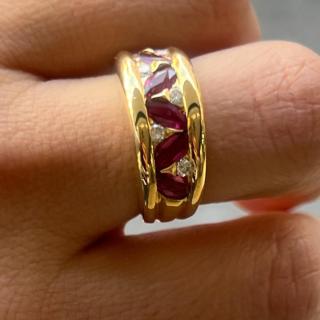 Bague Or Jaune Rubis et Diamants