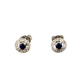 Boucles D'Oreilles 18k Diamants et Saphirs