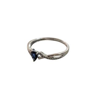 Bague Or Blanc 18 Ct Saphir et Diamants