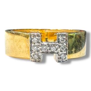 Bague H en Or 18Ct & Diamants