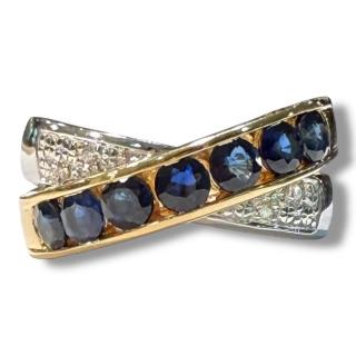 Bague Or 18Ct Saphir & Diamants