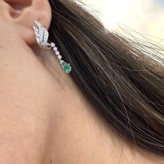 Boucles D'Oreilles Diamants & Emeraude