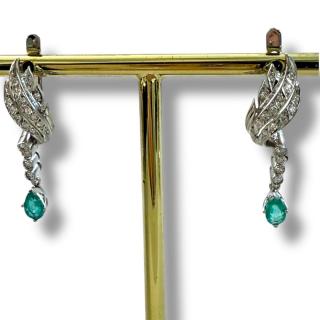 Boucles D'Oreilles Diamants & Emeraude