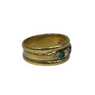 Bague Or Jaune Dmts, Topaze, Rubis et Tourmaline