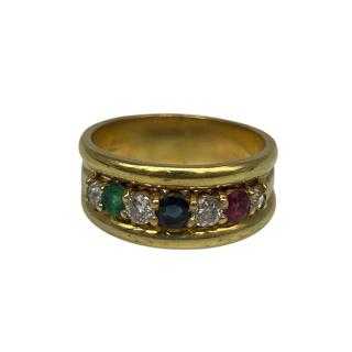 Bague Or Jaune Dmts, Topaze, Rubis et Tourmaline