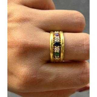 Bague Or Jaune Dmts, Topaze, Rubis et Tourmaline