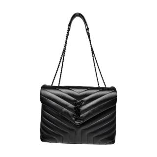 Sac Porté Epaule Cuir Matelassé Loulou Medium Noir