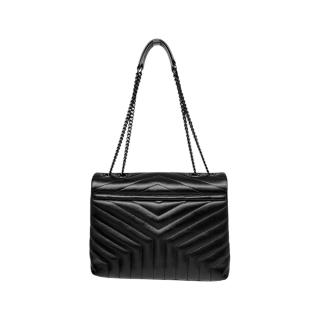 Sac Porté Epaule Cuir Matelassé Loulou Medium Noir